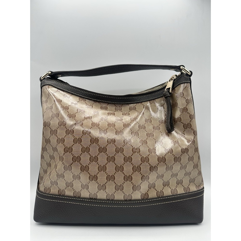Gucci Beige Brown GG Canvas Miss GG Hobo Bag Brown Leather Shoulder Bag